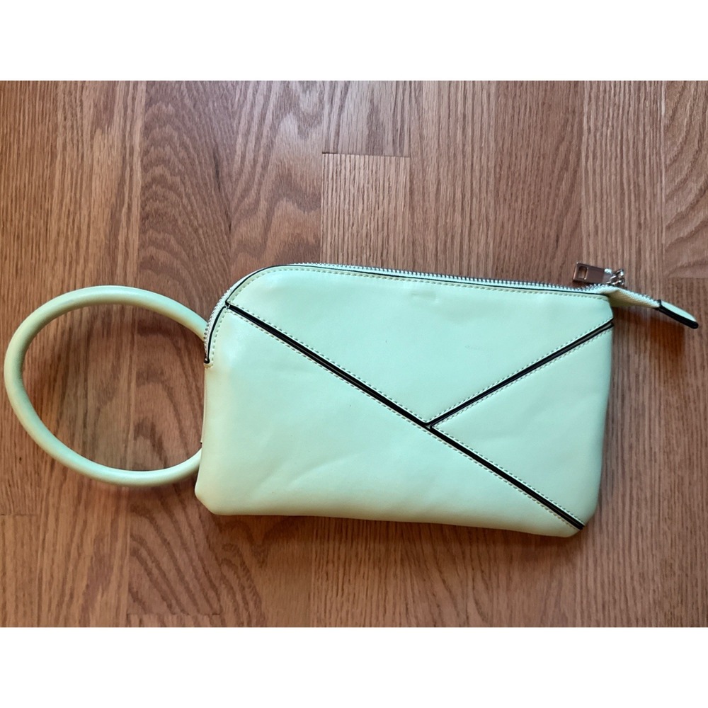 Simply Noelle Chartreuse Lime Yellow Green Ring Handle Clutch Satchel